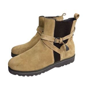 Donald Pliner Boots Size 12 Leather Suede Tan Captain Booties Round Toe